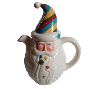 Department 56 Teapot Santa Claus Wizard Rainbow Hat Ceramic Hand Painted Gifts
